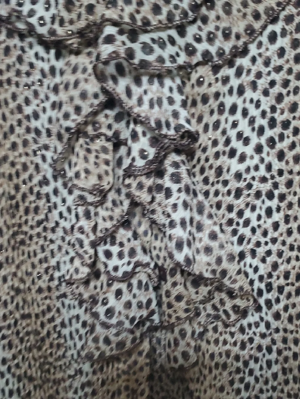 Leopard Print Ruffle Button-Front Blouse - Brown - Picture 5 of 8